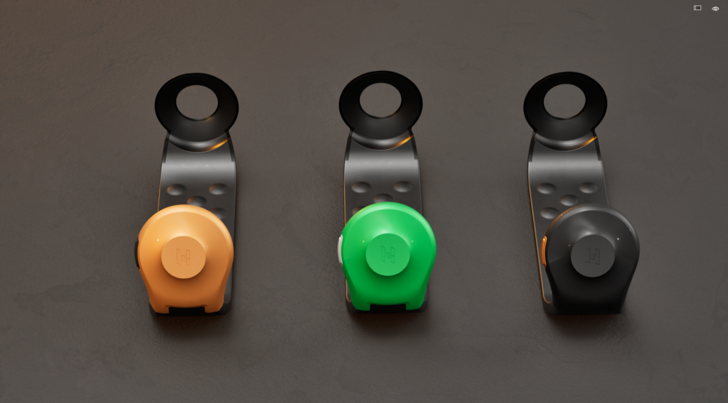 Front view of 3 ALEYE wristbands in varying colors.