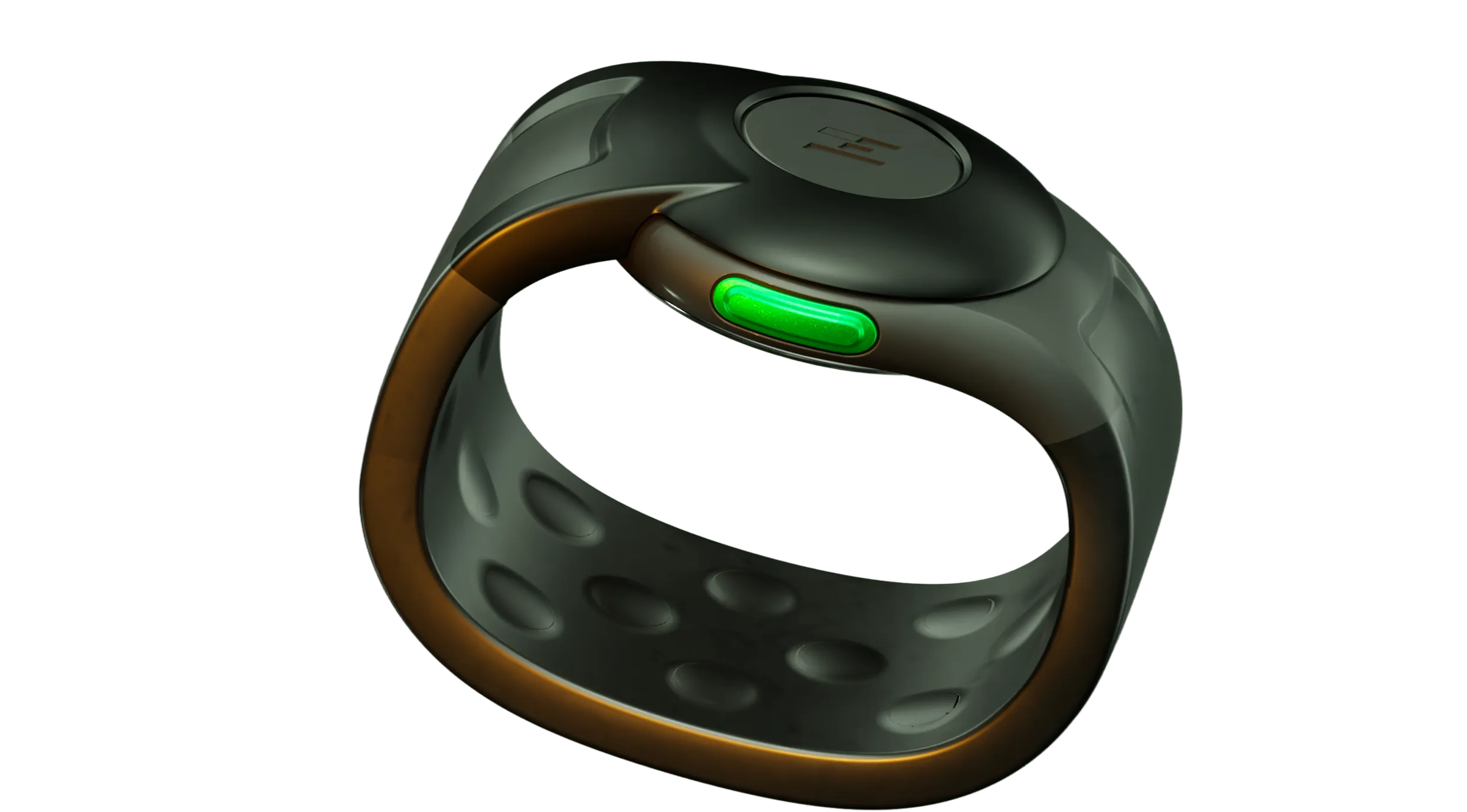 Side view of ALEYE wristband. The sleek side profile with dark grey/ black band makes it appealing and discreet.